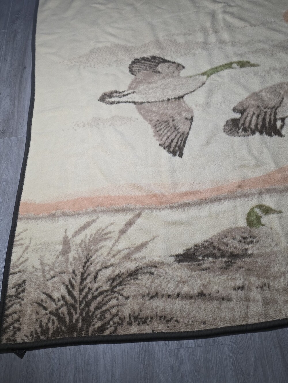 Vintage 1980's Ibena Canada Geese Malard Duck Migration 68 X 84 Sunset Birds - Picture 4 of 10